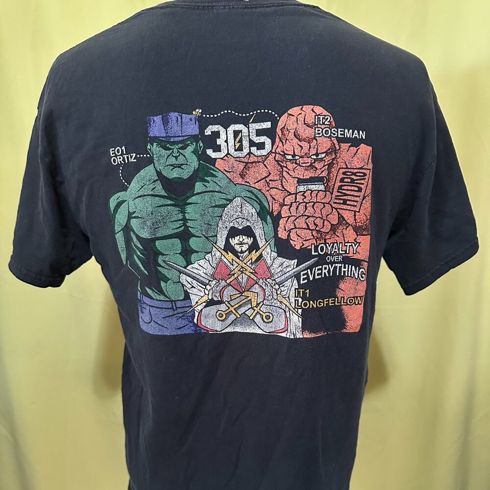 U.S. Navy 305 Men's Black T Shirt Size Medium Gildan Cotton